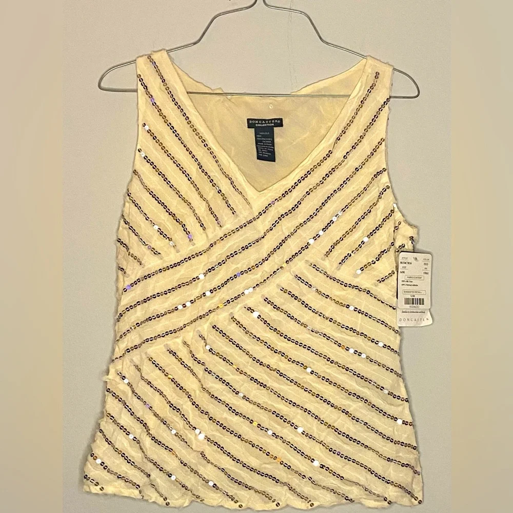 Doncaster Sequins NWT Tank Size Medium 100% Silk - Picture 1 of 4
